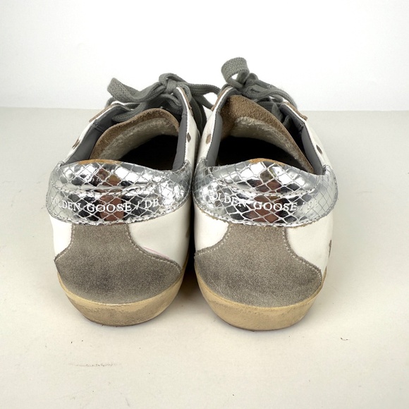 GOLDEN GOOSE Superstar White Silver Gray Sneakers 38, 8 - Picture 7 of 13
